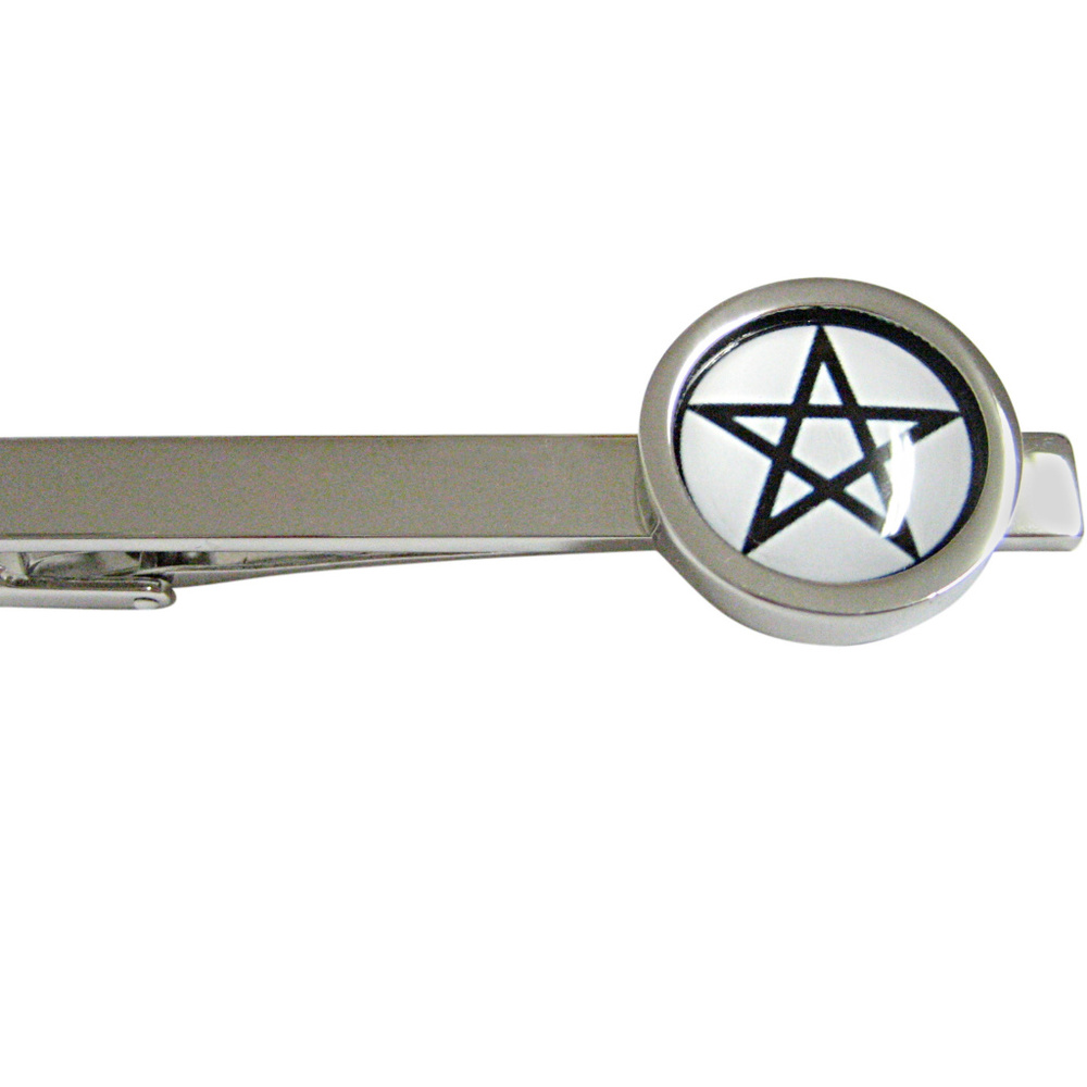 Bordered Pentagram Star Design Square Tie Clip
